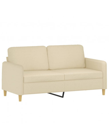 Set di Divani 3 pz con Cuscini Crema in Tessuto