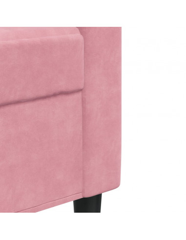 Set di Divani 3 pz con Cuscini e Rinforzi rosa in Velluto