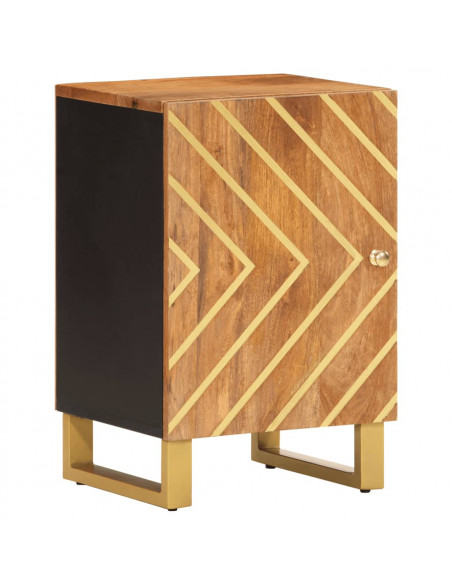 Set Mobili da Bagno 4pz Marrone e Nero Legno Massello di Mango