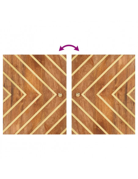 Set Mobili da Bagno 4pz Marrone e Nero Legno Massello di Mango