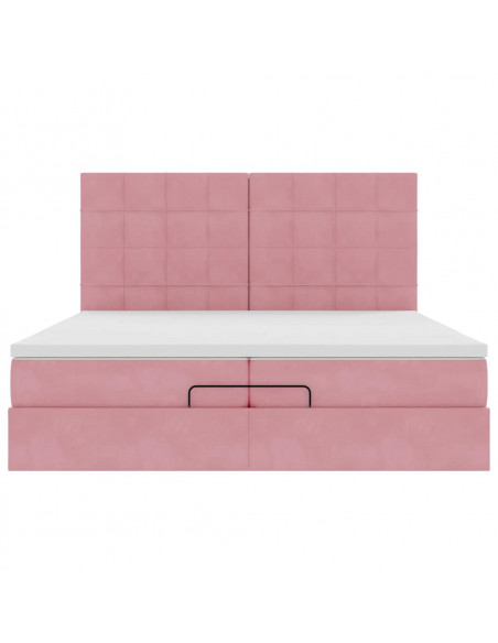 Struttura Letto Pouf con Materassi Rosa 200x200 cm Velluto