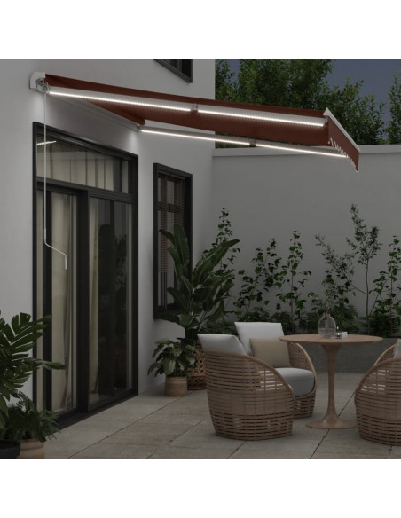 Tenda Retrattile Manuale con LED 300x250cm Marrone
