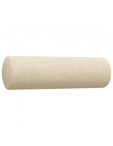 Set Divani 4 pz con Poggiapiedi e Cuscini Crema Tessuto