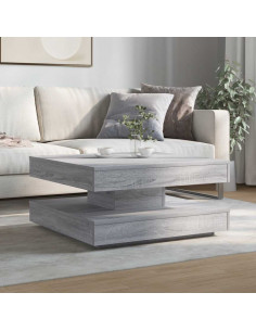 Tavolino da Caffè Girevole a 360 Gradi Grigio 70x70x34,5 cm 2