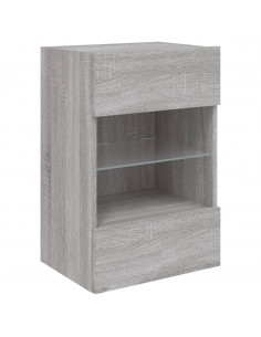 Mobili TV a Parete con Luci LED 2pz Grigio Sonoma 40x30x60,5 cm 2