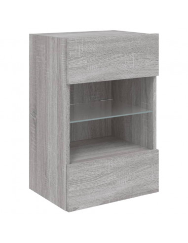Mobili TV a Parete con Luci LED 2pz Grigio Sonoma 40x30x60,5 cm