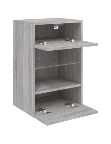 Mobili TV a Parete con Luci LED 2pz Grigio Sonoma 40x30x60,5 cm