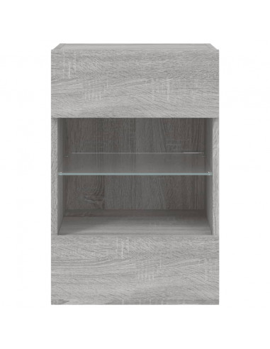 Mobili TV a Parete con Luci LED 2pz Grigio Sonoma 40x30x60,5 cm