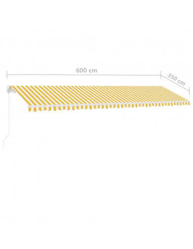 Tenda da Sole Autoportante Manuale 600x350 cm Gialla Bianca
