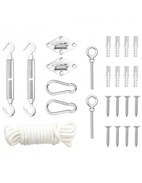 Set Accessori per Vela Parasole 9 pz in Acciaio Inossidabile