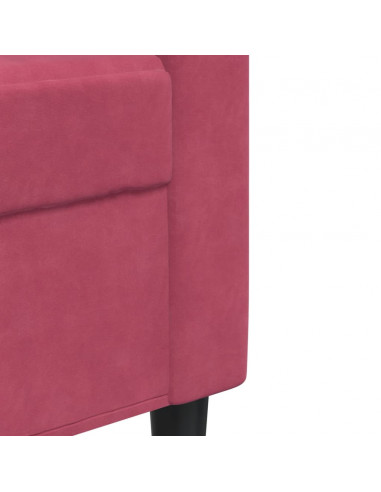 Set di Divani 3 pz con Cuscini e Rinforzi Rosso Vino in Velluto