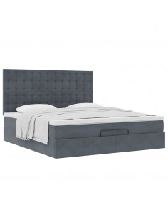 Struttura Letto Pouf con Materassi 200x200 cm Velluto 2