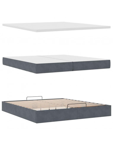 Struttura Letto Pouf con Materassi 200x200 cm Velluto