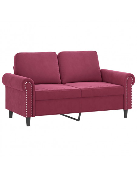 Set di Divani 4 pz con Cuscini Rosso Vino in Velluto