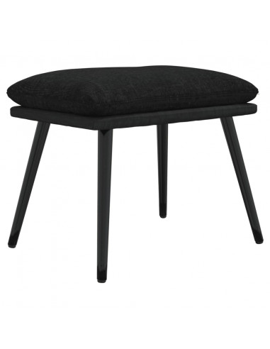 Poggiapiedi Nero 45x29,5x35 cm in Tessuto e Similpelle
