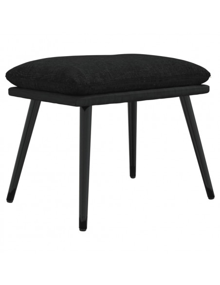 Poggiapiedi Nero 45x29,5x35 cm in Tessuto e Similpelle