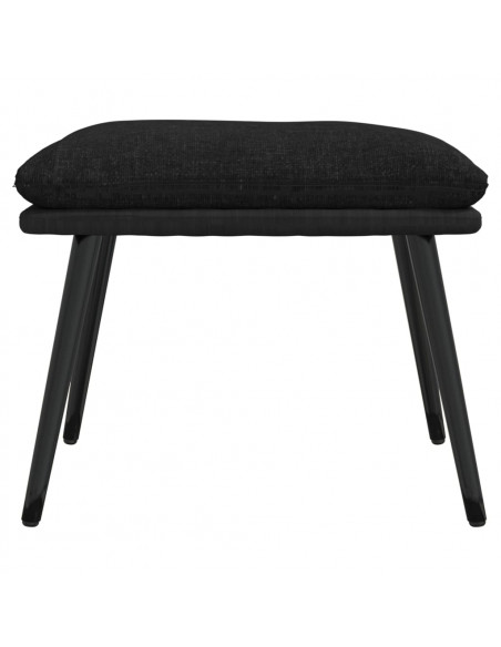 Poggiapiedi Nero 45x29,5x35 cm in Tessuto e Similpelle