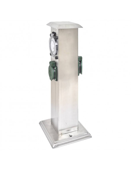 Presa Elettrica da Giardino a Pilastro Acciaio Inox con Timer
