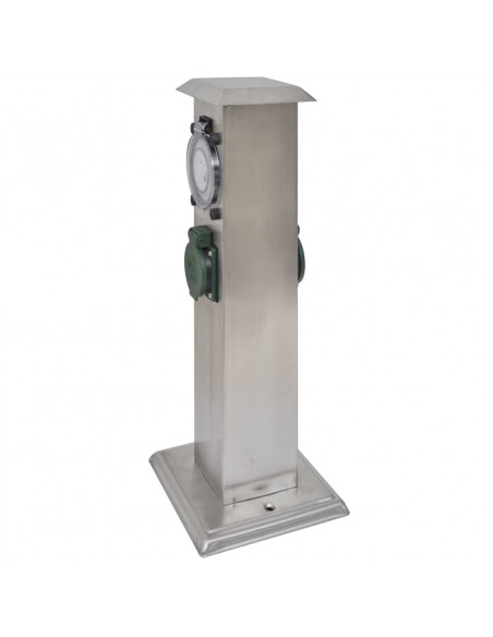 Presa Elettrica da Giardino a Pilastro Acciaio Inox con Timer