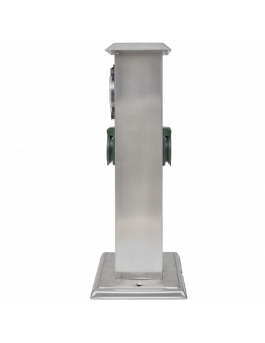 Presa Elettrica da Giardino a Pilastro Acciaio Inox con Timer