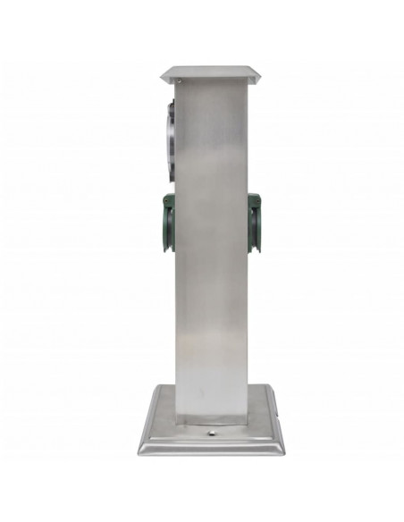 Presa Elettrica da Giardino a Pilastro Acciaio Inox con Timer