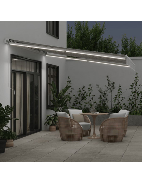 Tenda Retrattile Manuale con LED Antracite e Bianco 400x350 cm
