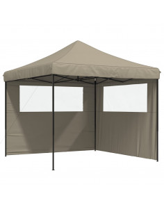 Tendone per Feste Pieghevole Pop-Up con 2 Pareti Tortora 2