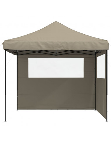 Tendone per Feste Pieghevole Pop-Up con 2 Pareti Tortora