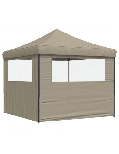 Tendone per Feste Pieghevole Pop-Up con 2 Pareti Tortora