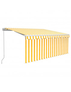 Tenda da Sole Retrattile Parasole LED 3,5x2,5m Gialla e Bianca 2