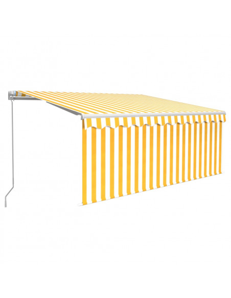 Tenda da Sole Retrattile Parasole LED 3,5x2,5m Gialla e Bianca