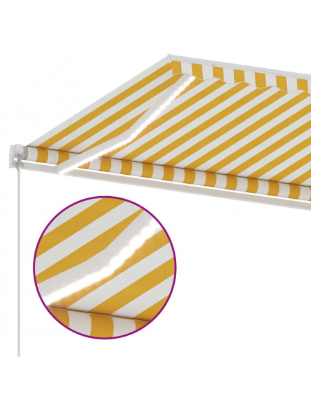 Tenda da Sole Retrattile Manuale LED 350x250 cm Gialla e Bianca