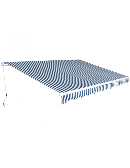 Tenda da Sole Pieghevole Manuale 450 cm Blu/Bianca