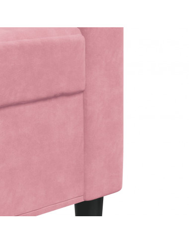 Set di Divani 4 pz con Cuscini e Rinforzi rosa in Velluto