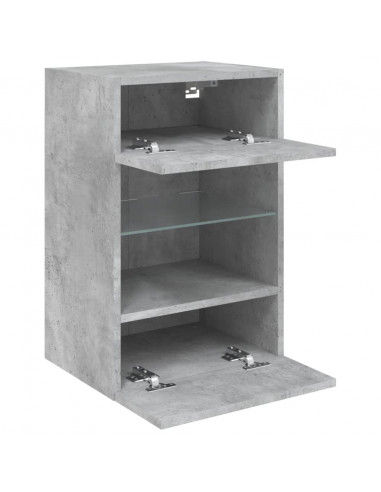 Mobili TV a Parete con Luci LED 2pz Grigio Cemento 40x30x60,5cm