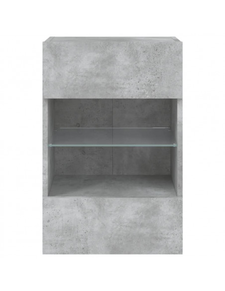 Mobili TV a Parete con Luci LED 2pz Grigio Cemento 40x30x60,5cm