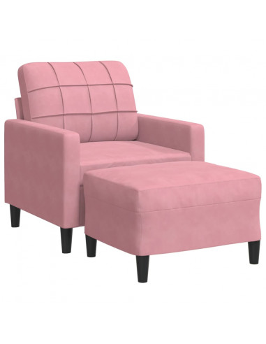 Poltrona con Poggiapiedi Rosa 60 cm Velluto