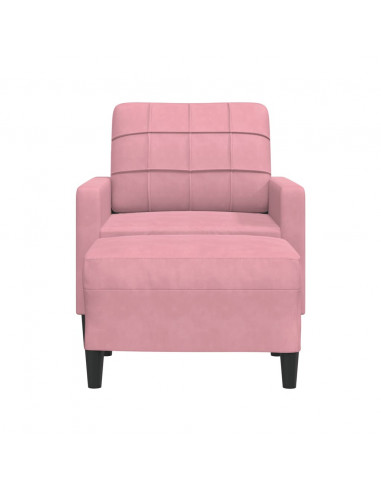Poltrona con Poggiapiedi Rosa 60 cm Velluto