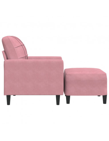 Poltrona con Poggiapiedi Rosa 60 cm Velluto