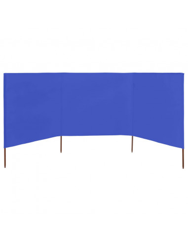 Paravento a 3 Pannelli in Tessuto 400x80 cm Azzurro