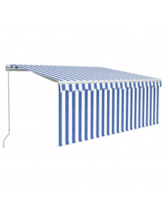 Tenda Sole Retrattile Manuale con Parasole 3,5x2,5 m Blu Bianco 2