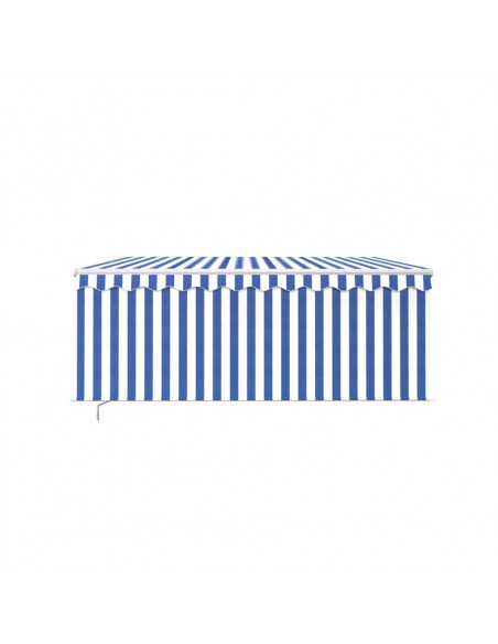 Tenda Sole Retrattile Manuale con Parasole 3,5x2,5 m Blu Bianco