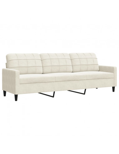 Set di Divani 3 pz con Cuscini Crema in Velluto