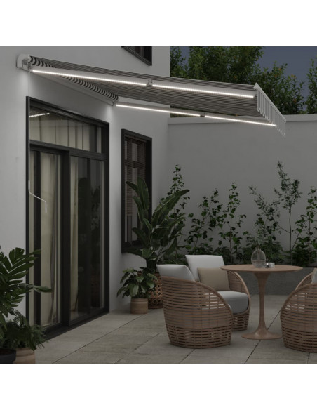 Tenda da Sole Retrattile Manuale con LED Antracite e Bianco
