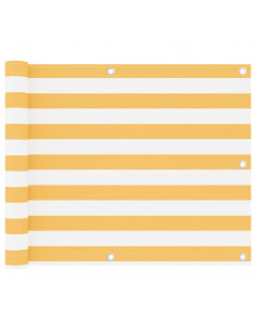 Paravento Balcone Bianco e Giallo 75x500 cm Tessuto Oxford
