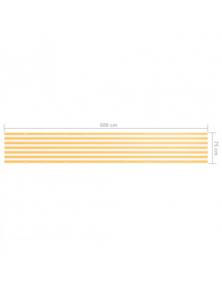Paravento Balcone Bianco e Giallo 75x500 cm Tessuto Oxford