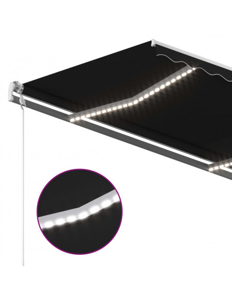 Tenda da Sole Retrattile Manuale con LED 3,5x2,5m Antracite