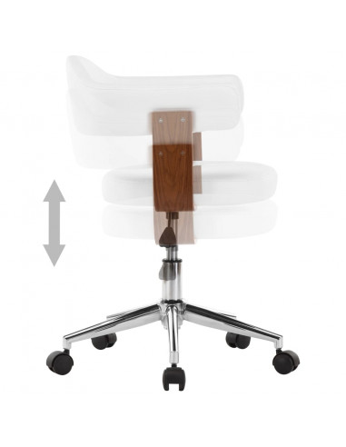 Sedia da Ufficio Girevole Bianca in Legno Piegato e Similpelle