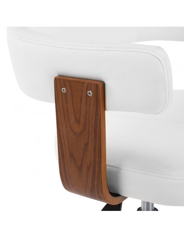 Sedia da Ufficio Girevole Bianca in Legno Piegato e Similpelle