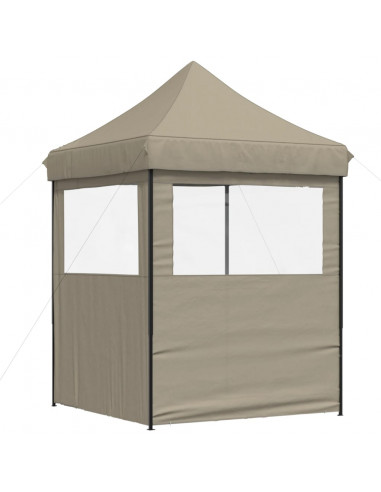 Tendone per Feste Pieghevole Pop-Up con 2 Pareti Tortora